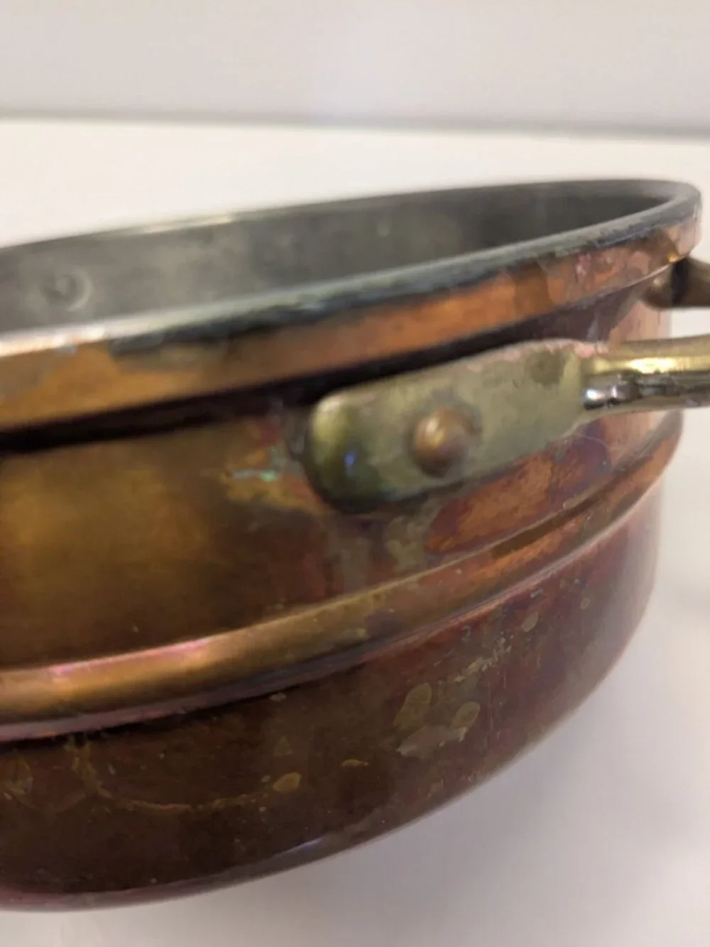 Vintage Copper & Brass Bowl  Handles - 6.5